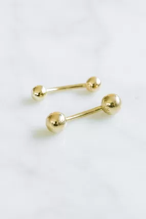 14K Solid Gold Round Ball Snug Rook Eyebrow Navel Daith Banana Curved Ear Earring Barbell Piercing For Women Men 16g 18g Jewelry