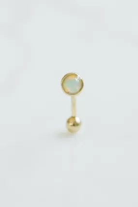 14K Solid Gold White Blue Pink Opal 4MM Snug Rook Eyebrow Navel Daith Banana Curved Ear Earring Barbell Piercing for Women Men 16g 18g Jewelry