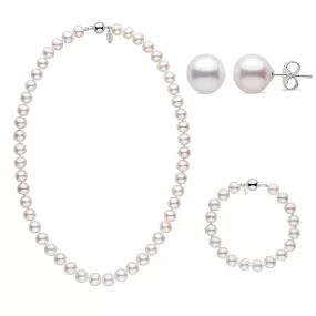 18 Inch 3 Piece 8.5-9.0 mm White Freshadama Freshwater Pearl Set