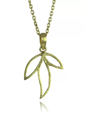 18K Gold Plated Three Leaf Amazon Pendant with Chain