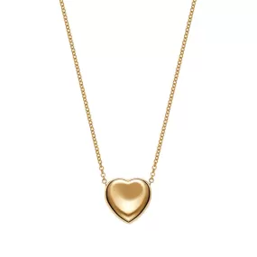 18K Yellow Gold Puffy Heart Pendant Necklace