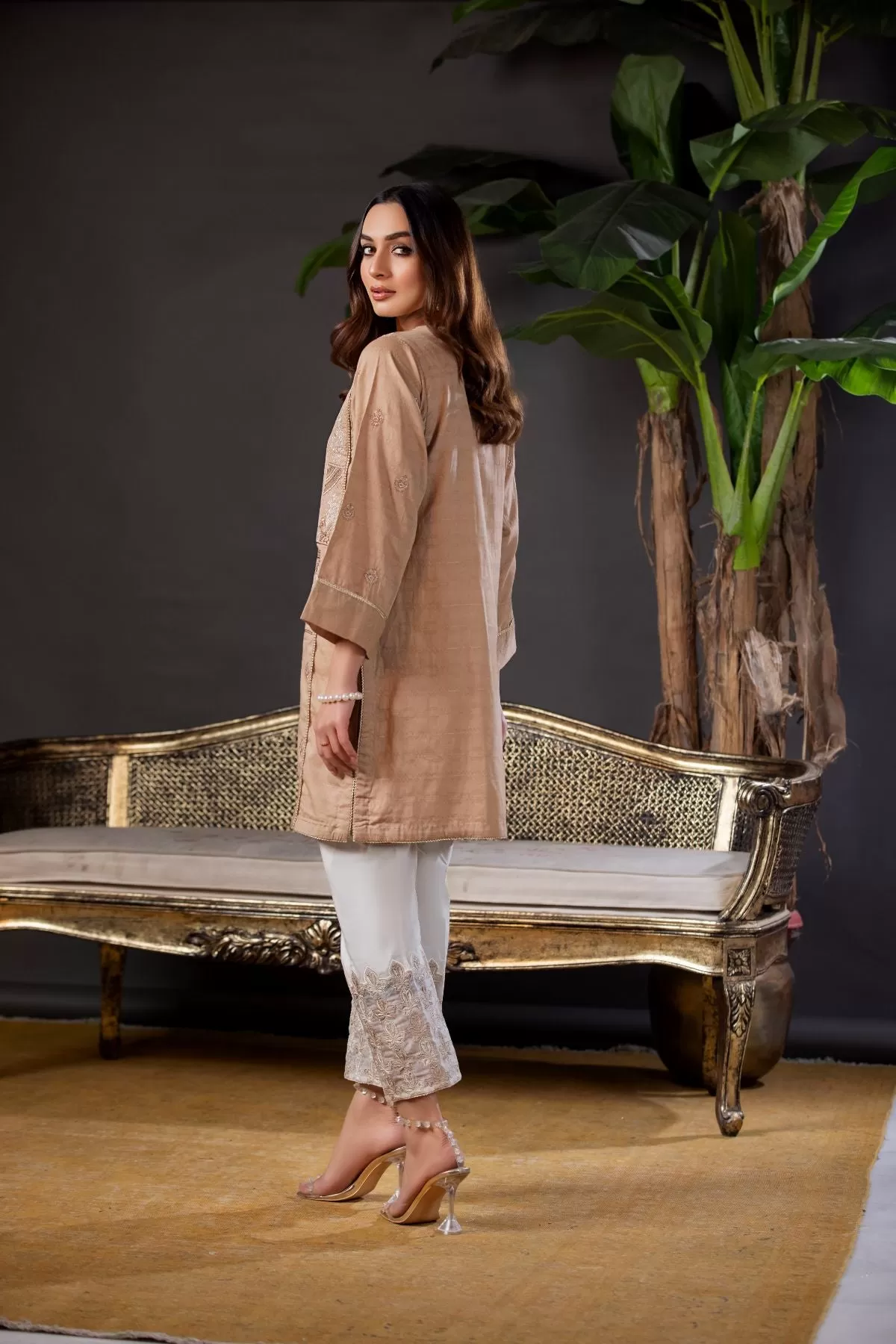 1PC Zari Embroidered shirt - LDS 753