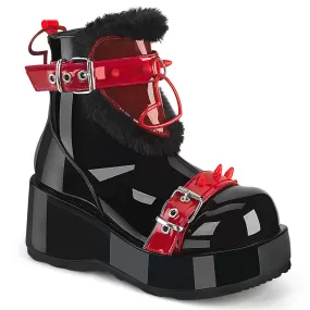 3 Inch Platform CUBBY-57 Black Patent-Red PVC