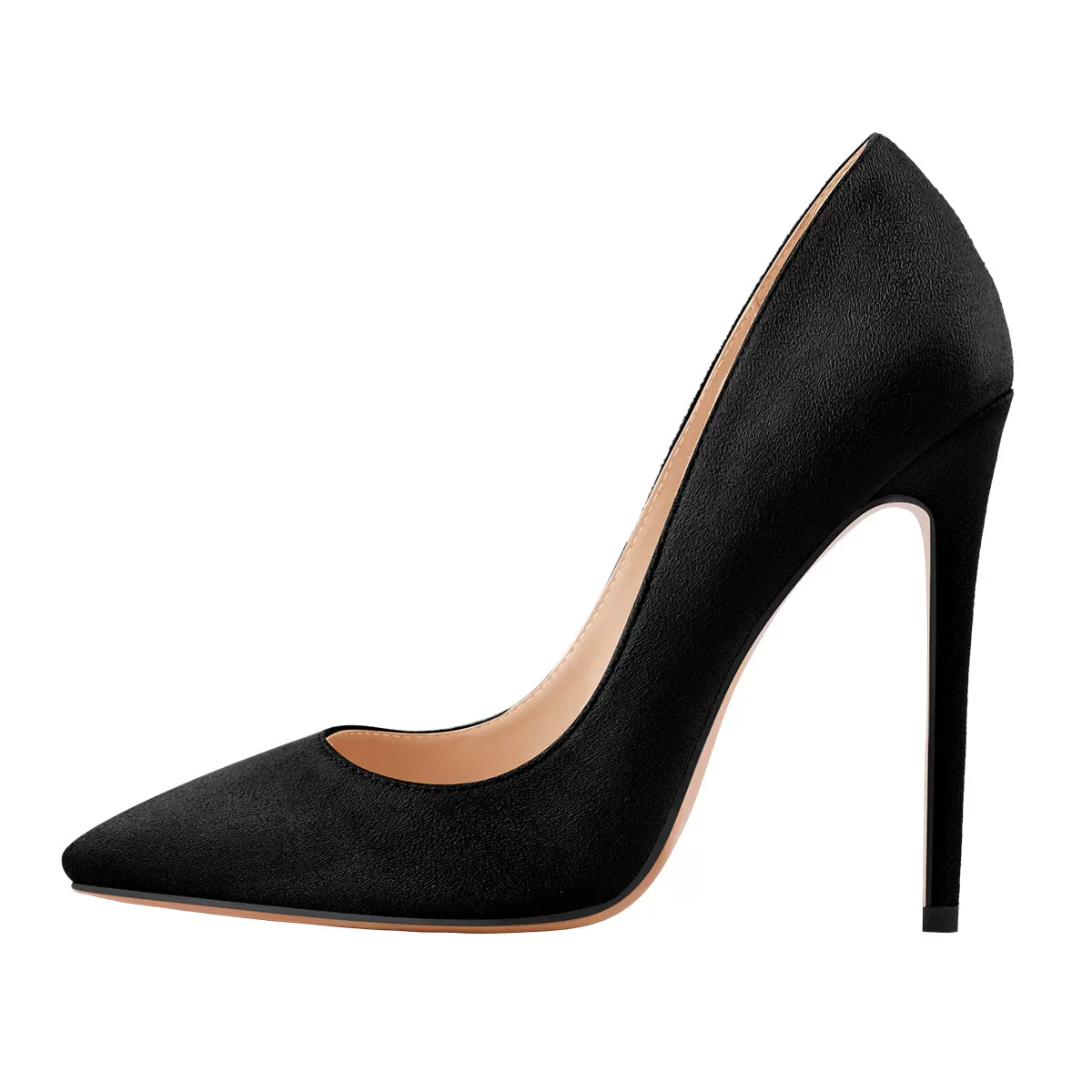 8cm 10cm 12cm Black Suede Pointed Toe Slip On High Heel Pumps