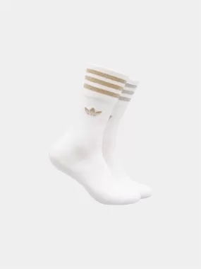 Adidas Mid Cut Glitter Socks 2 Pack - White / Magic Beige / Grey