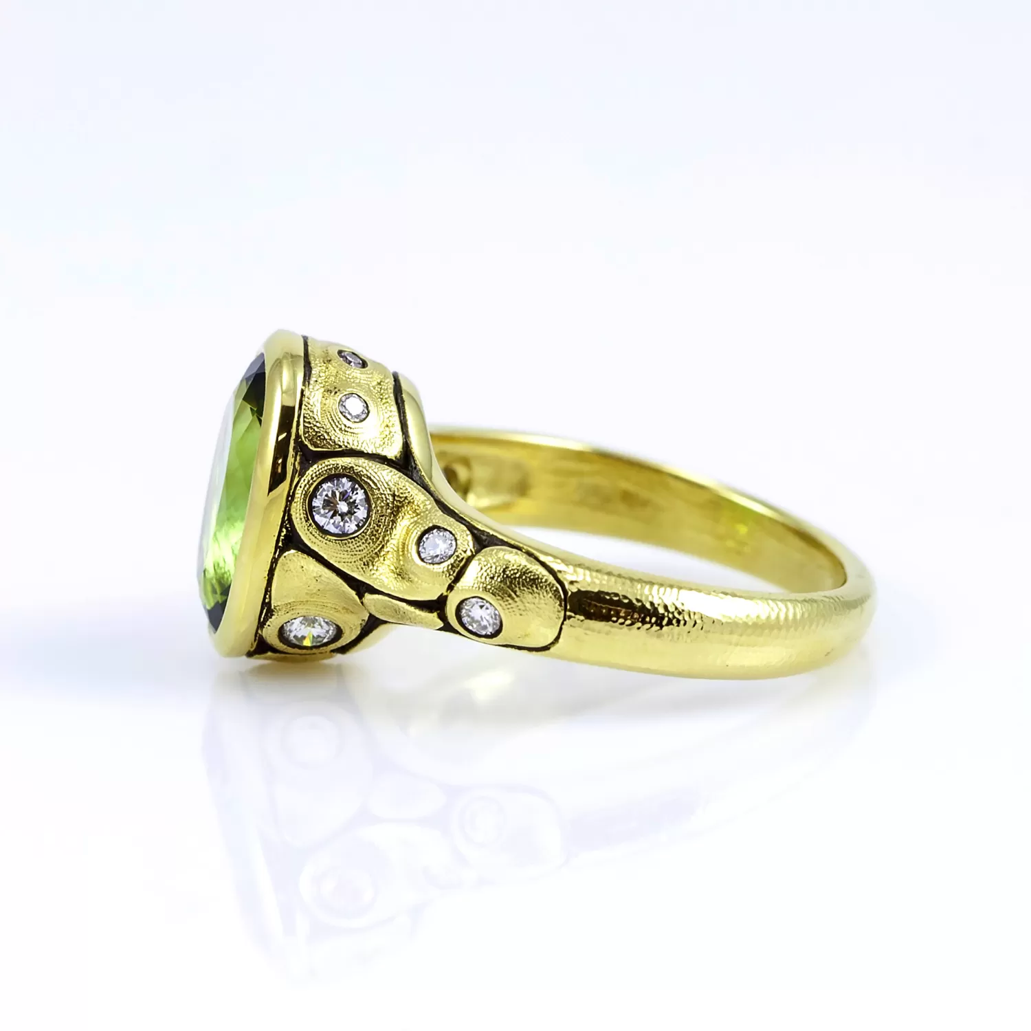 Alex Sepkus 18K yellow gold green tourmaline and diamond ring