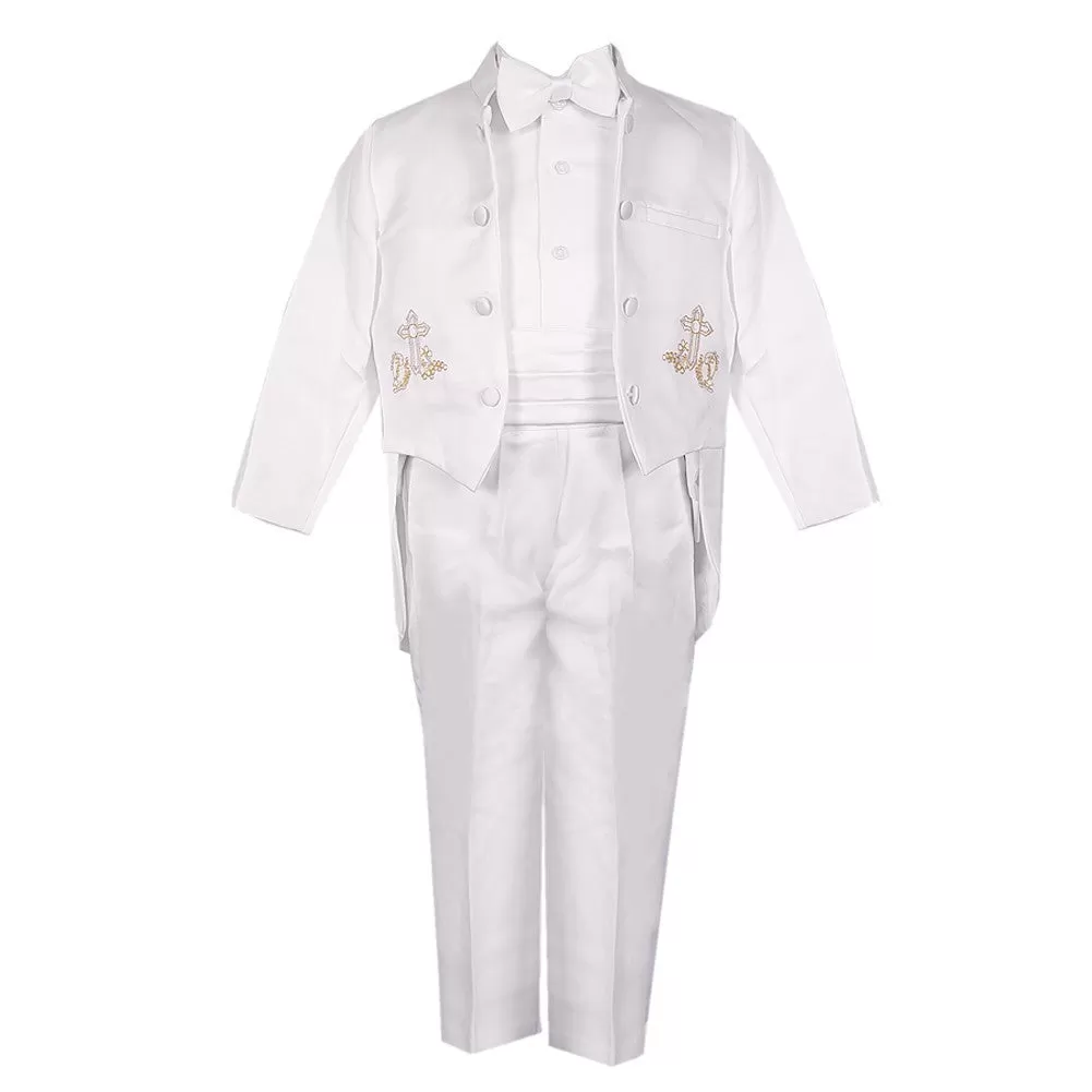 Baby Boys 5 Pc Gold Embroidery Tailed Tuxedo 6-24M