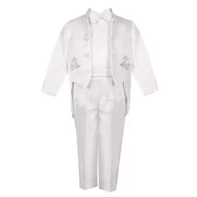 Baby Boys 5 Pc Gold Embroidery Tailed Tuxedo 6-24M