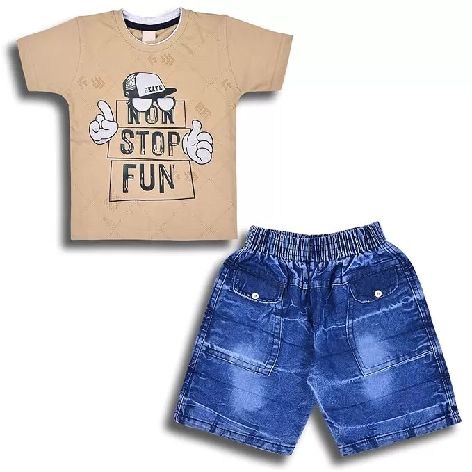 Baby Boys Casual Printed T-shirt and Shorts Clothing Set