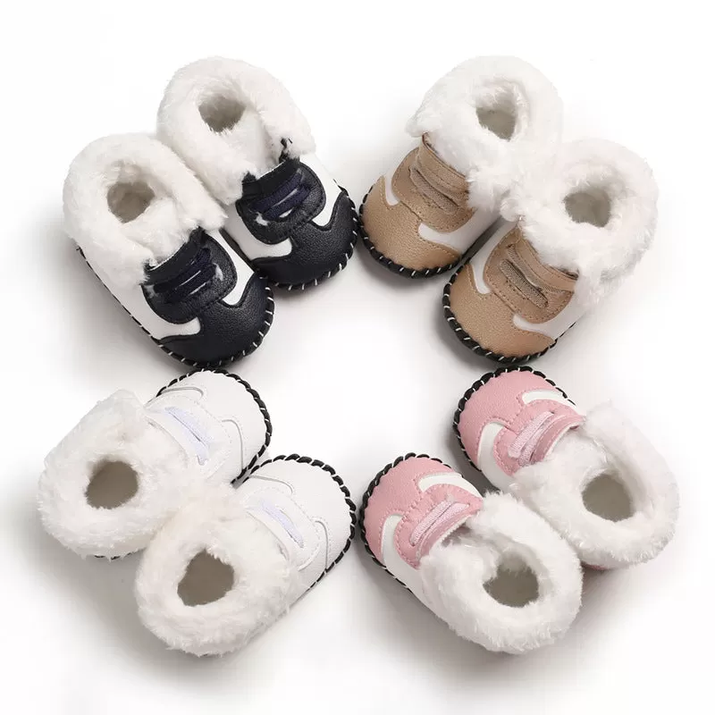 Baby Winter Snow Boots Fluffy Velcro Soft Sole Toddler Shoes