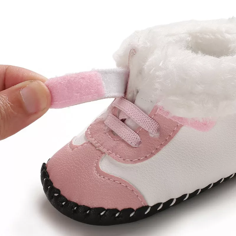 Baby Winter Snow Boots Fluffy Velcro Soft Sole Toddler Shoes