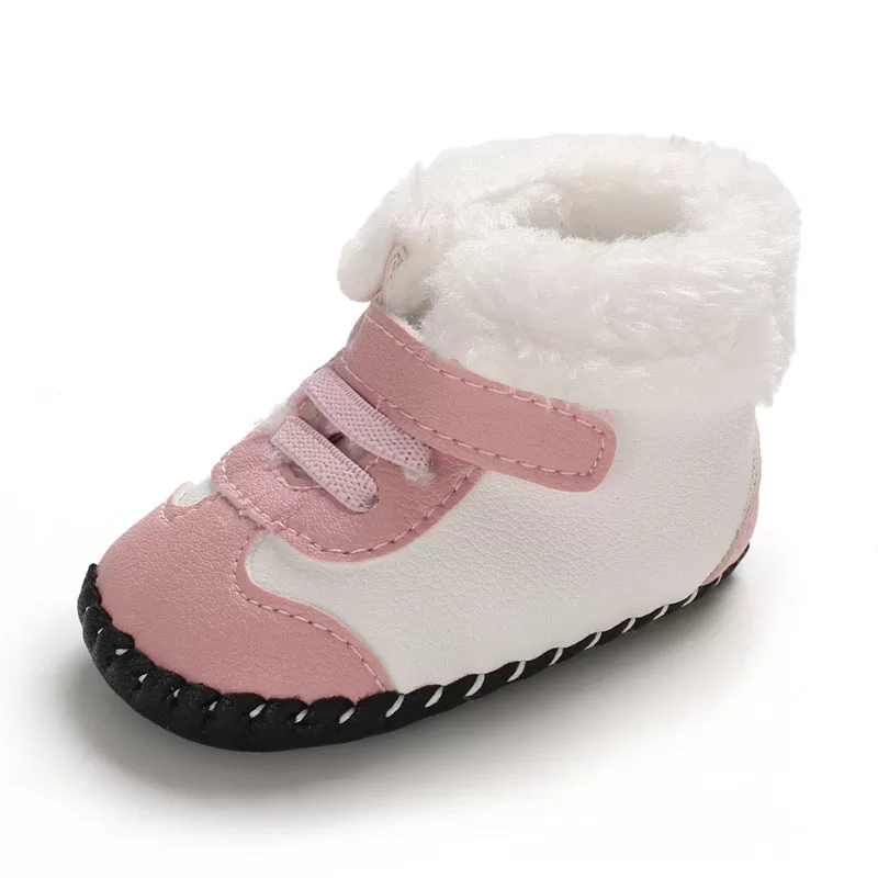 Baby Winter Snow Boots Fluffy Velcro Soft Sole Toddler Shoes