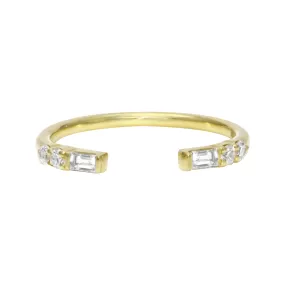 Baguette and Round Diamond Cuff Ring