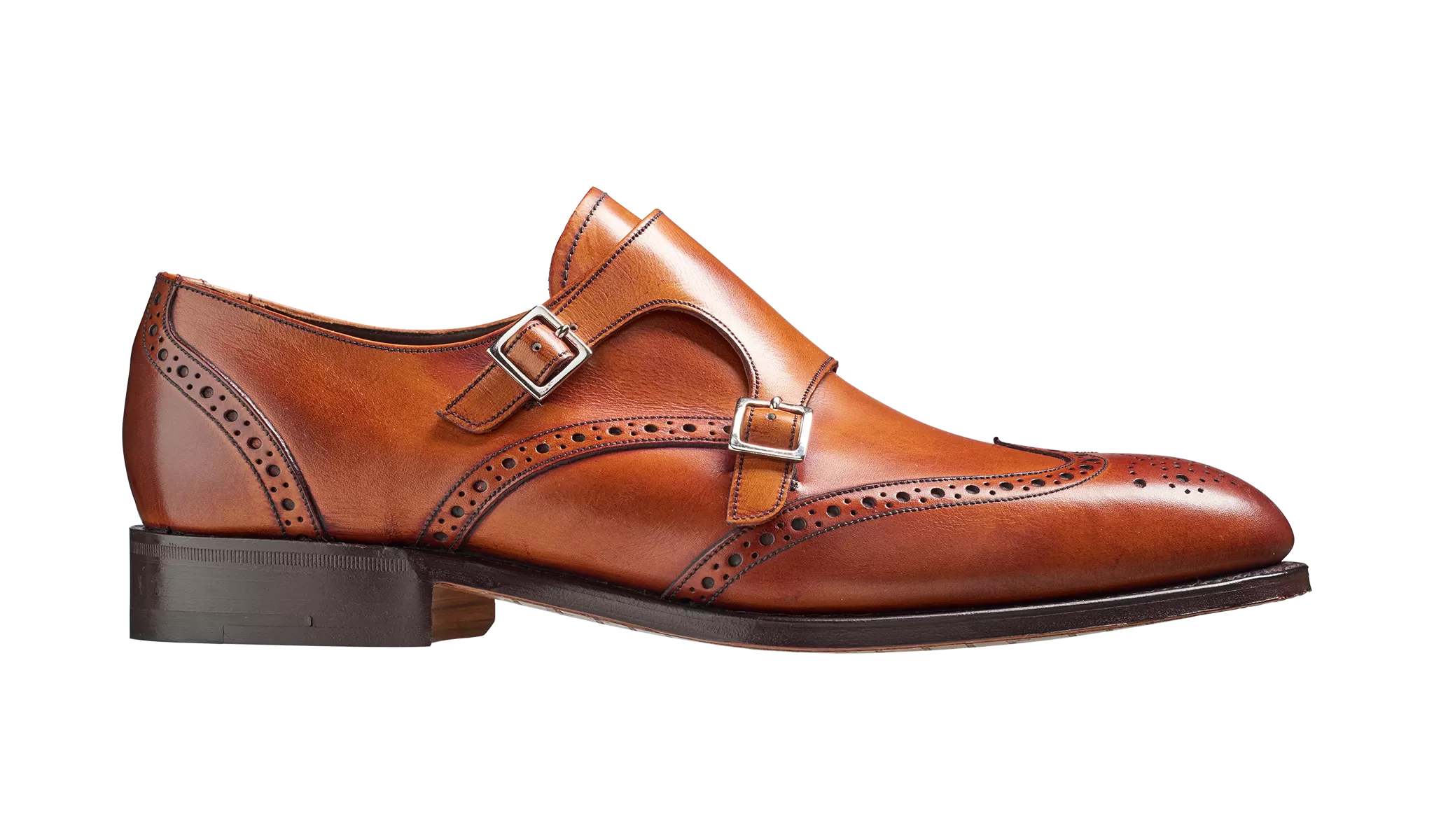 Barker Fleet Double Monk Leather Shoe- Antique Rosewood Calf