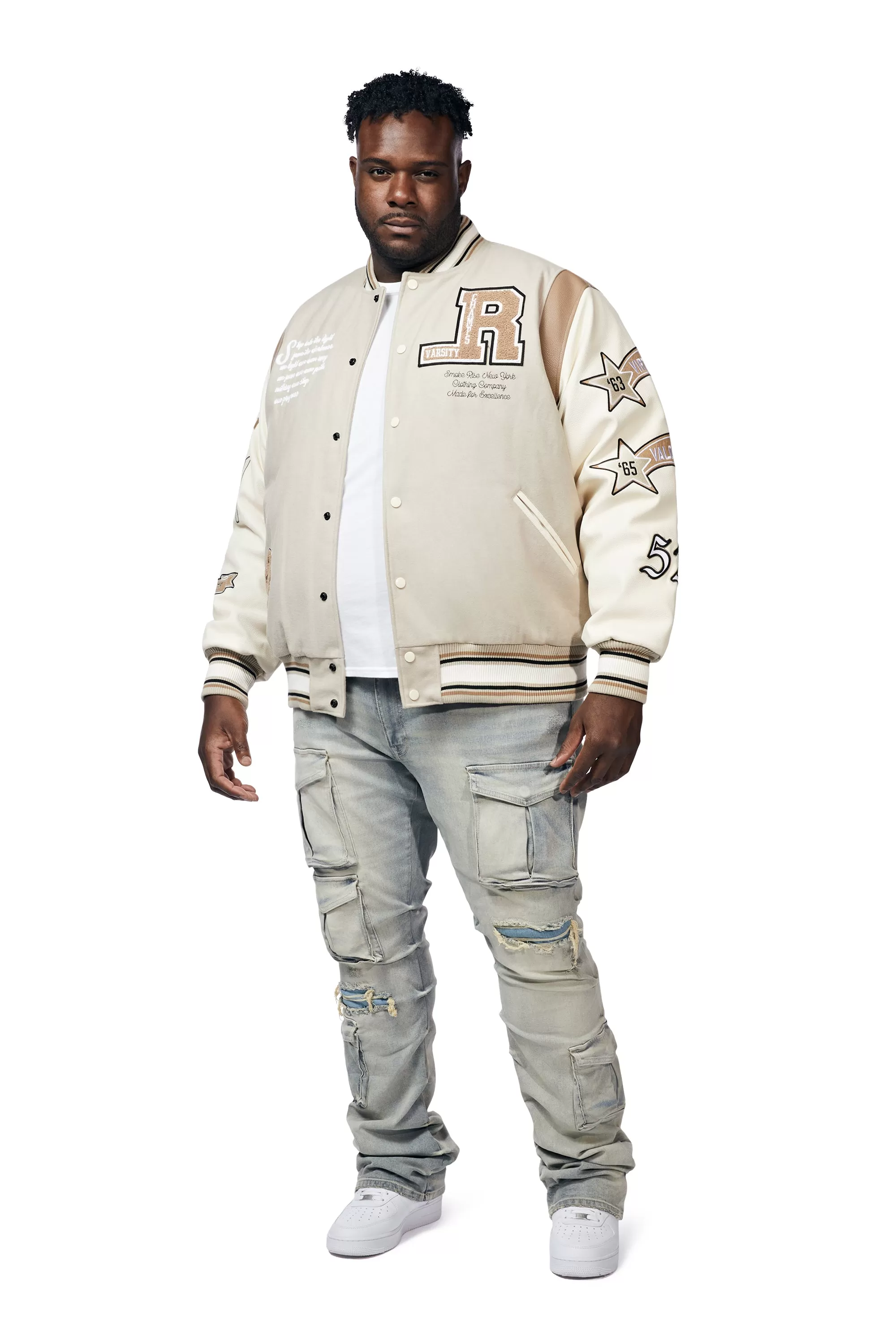 Big And Tall Torch Varsity Jacket - Clay