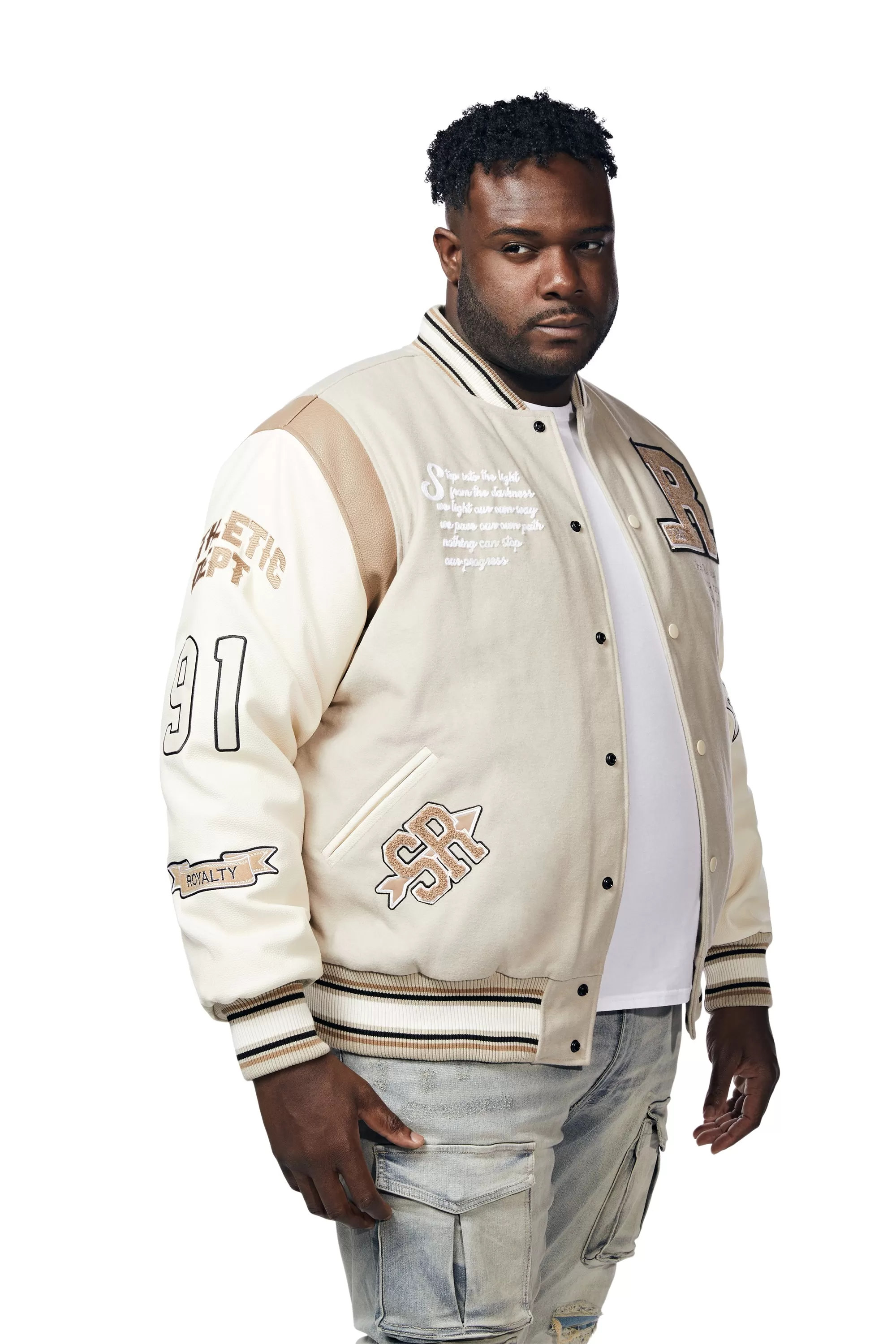 Big And Tall Torch Varsity Jacket - Clay