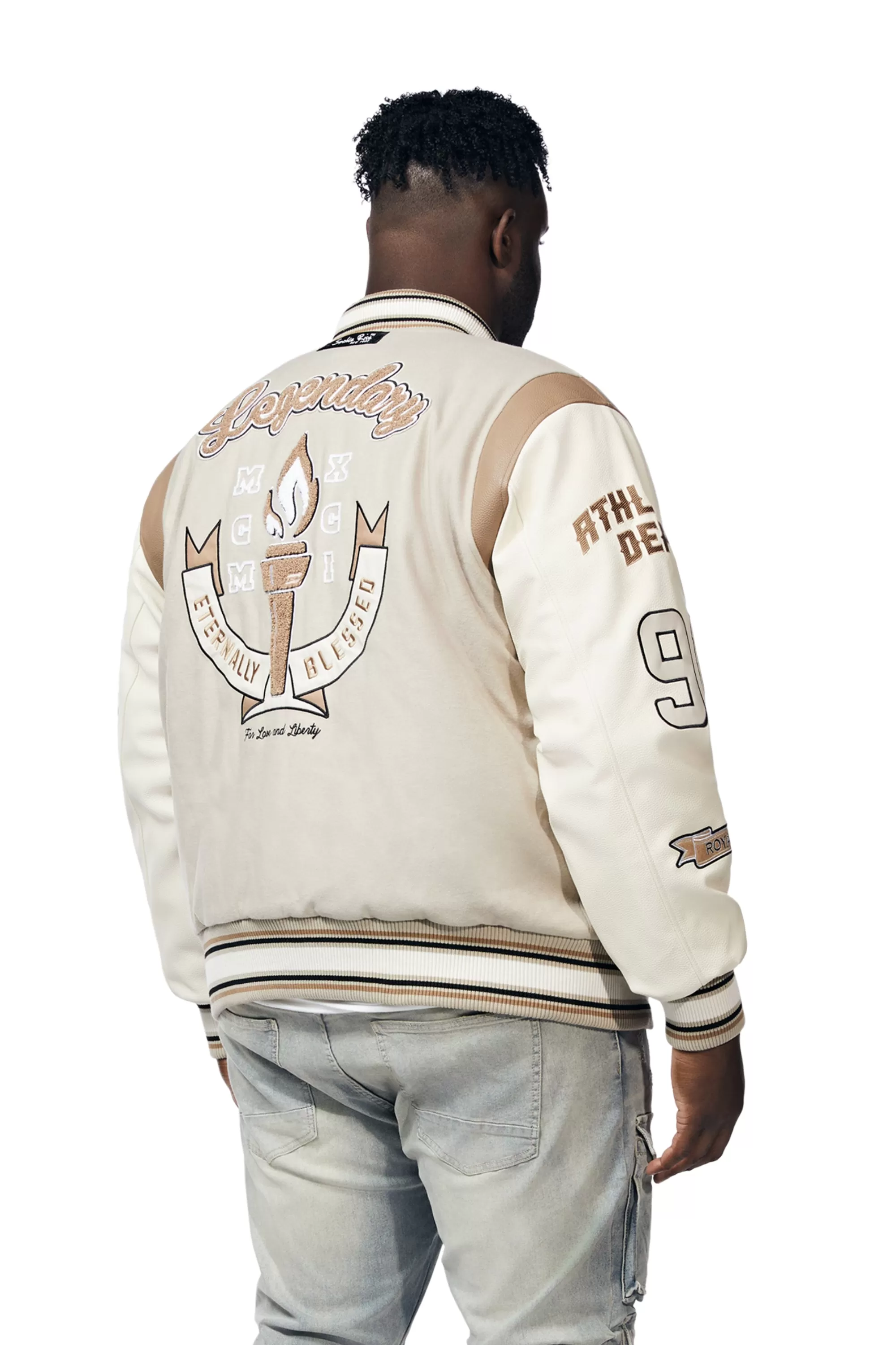 Big And Tall Torch Varsity Jacket - Clay