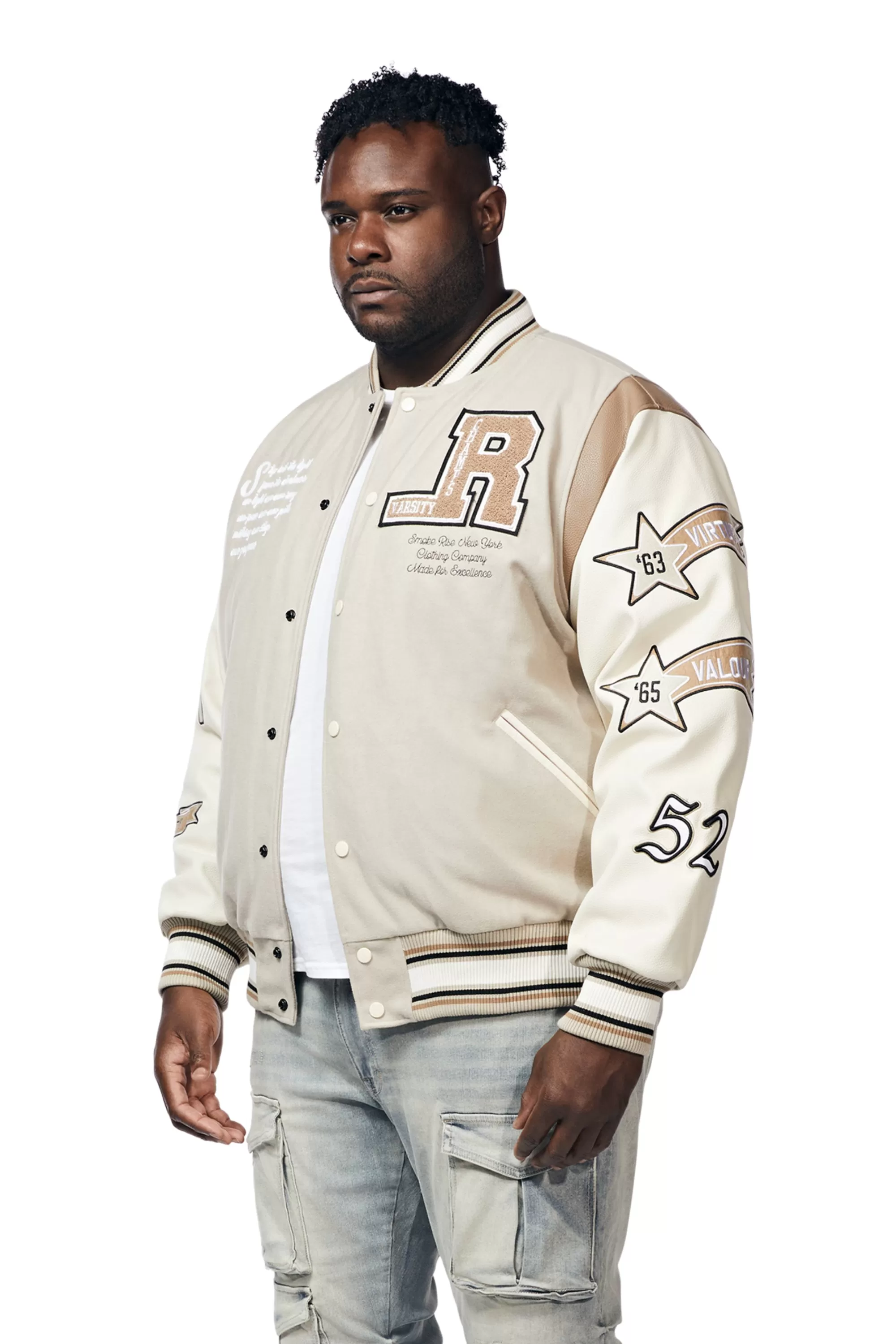 Big And Tall Torch Varsity Jacket - Clay