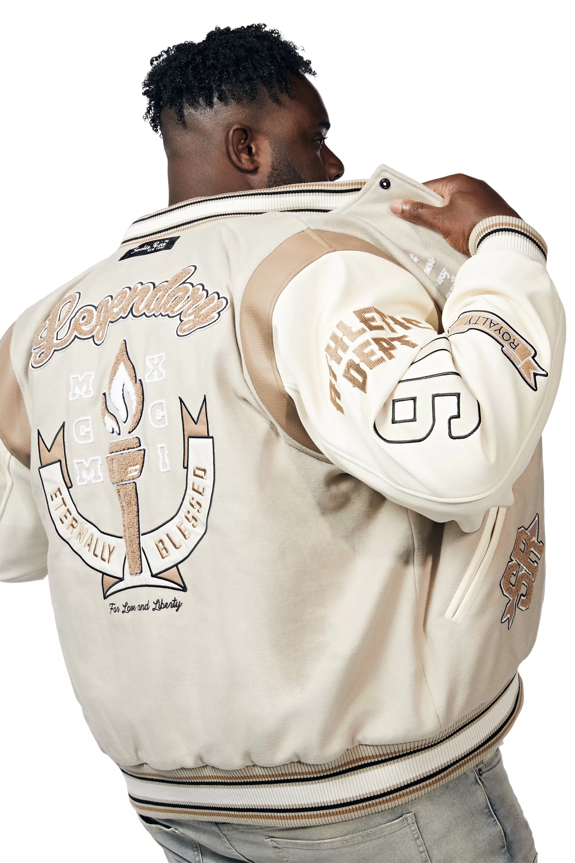 Big And Tall Torch Varsity Jacket - Clay