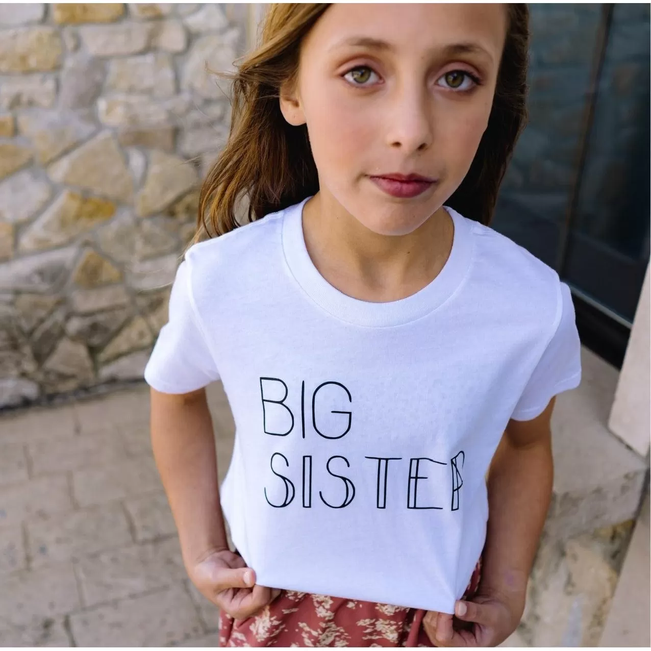 Big Sister Matching Girls White Tee