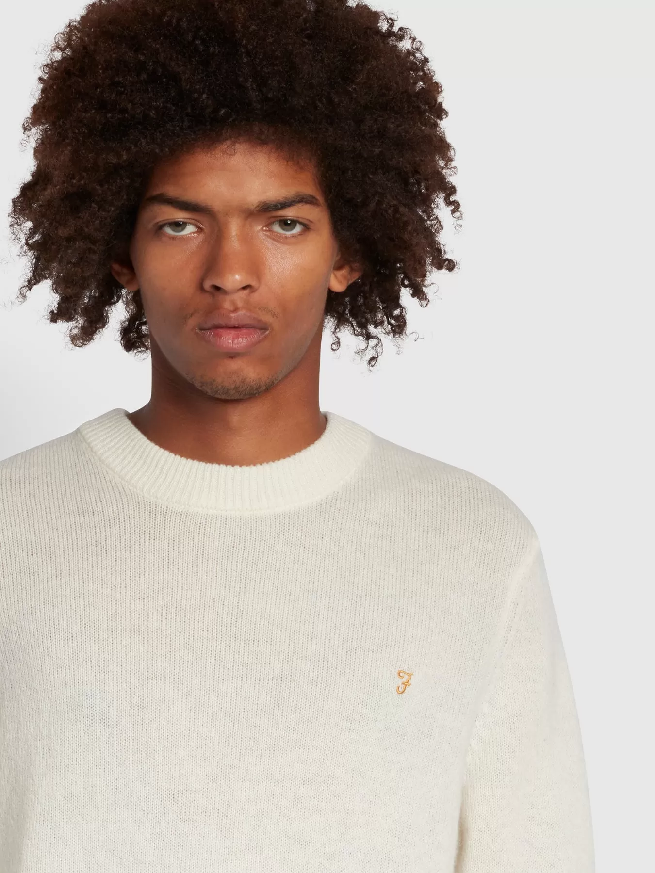 Birchall Slim Fit Crew Neck Jumper In Ecru