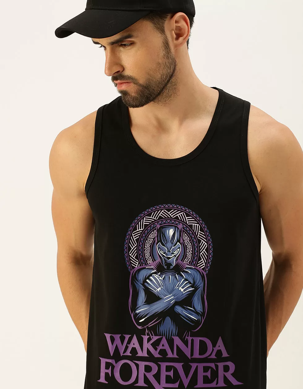 Black Panther Wakanda Forever Black Chest Graphic Printed Vest