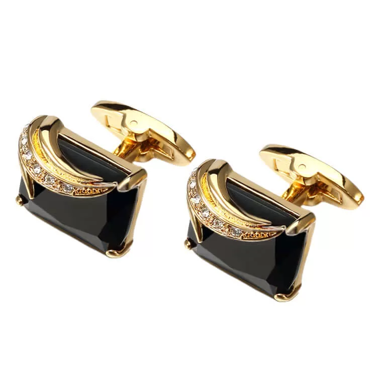 Blue & Black Glass Crystal Business Swank Cufflinks