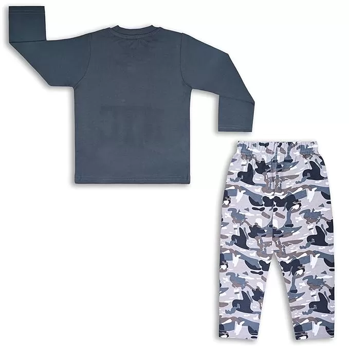 Boys Shirt with Attached camouflage Printed Waistcoat and Pant