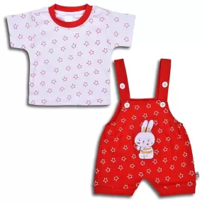 Boys Star Printed Cotton Dungaree Set