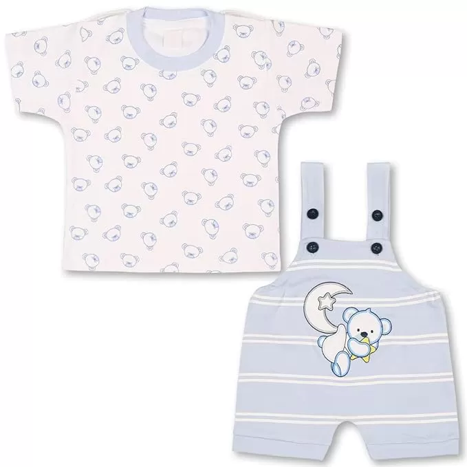 Boys Star Printed Cotton Dungaree Set