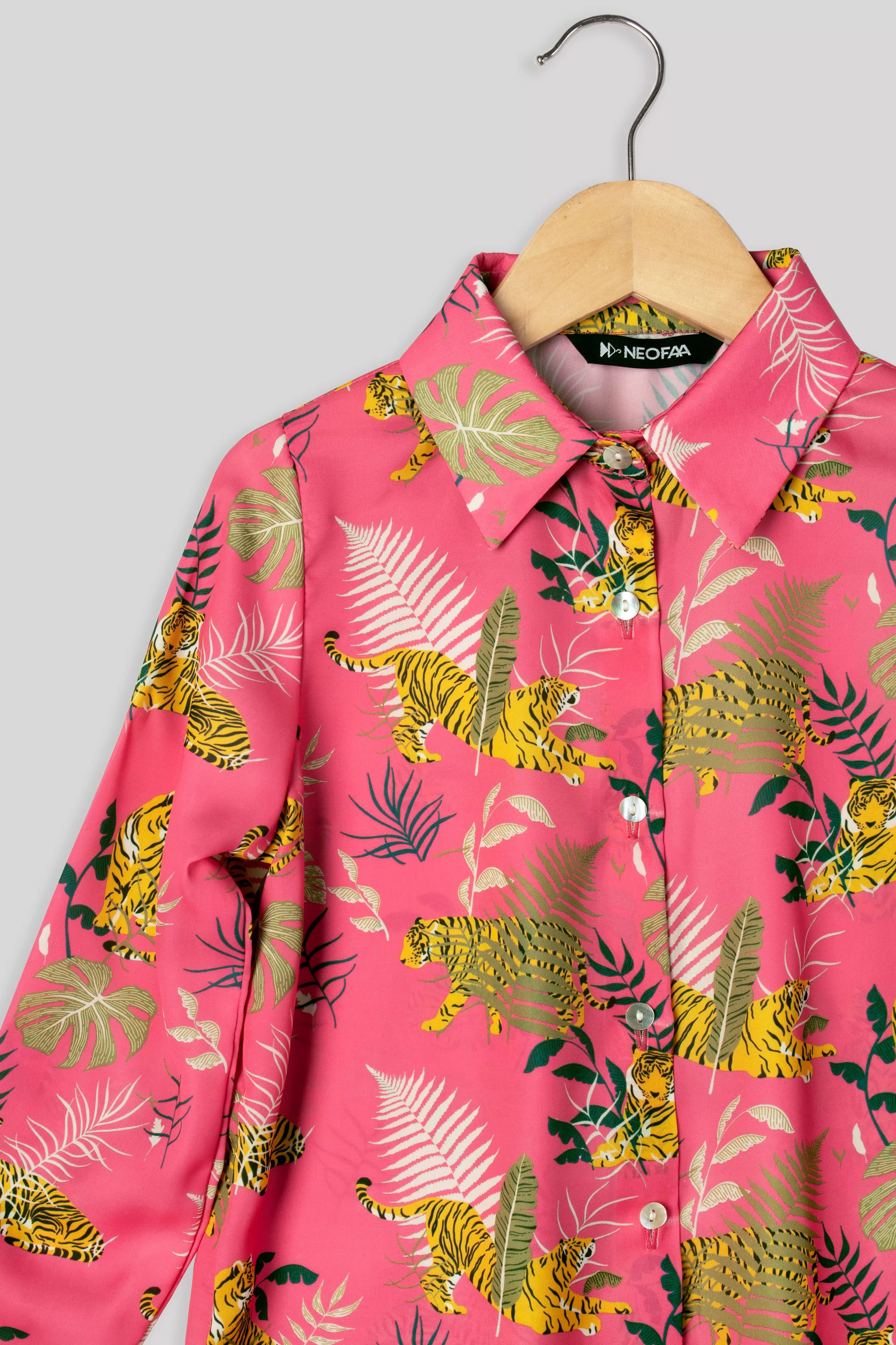 Brink Pink Tiger Printed Shirt For Girls