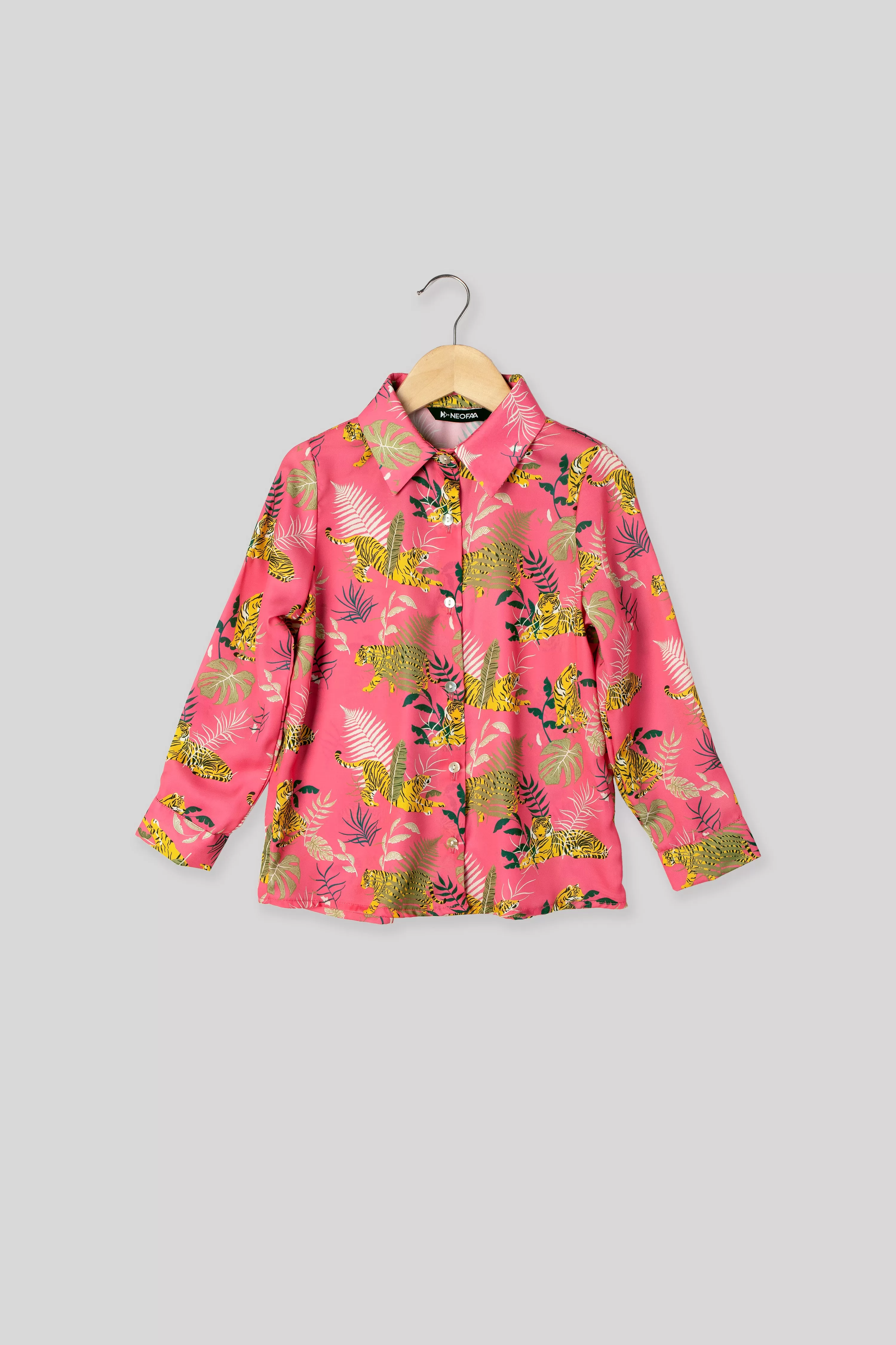 Brink Pink Tiger Printed Shirt For Girls