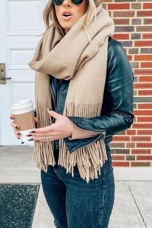 Brushed Long Fringed Scarf