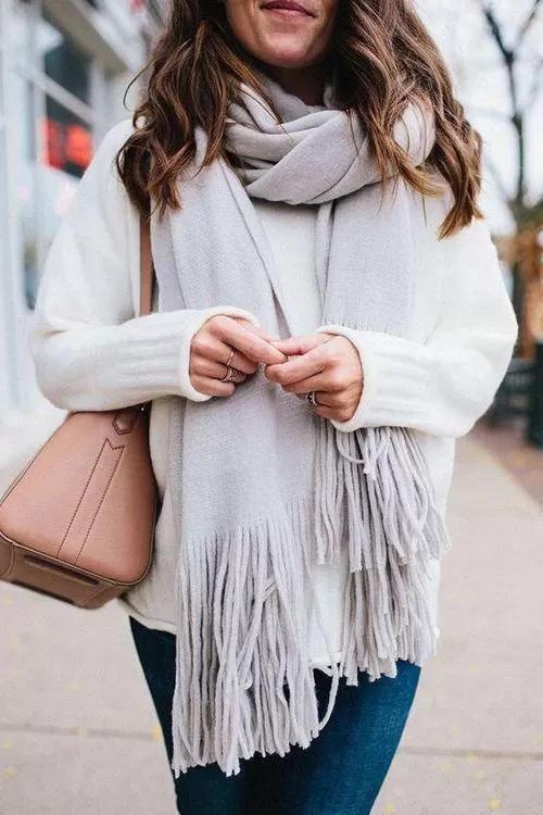 Brushed Long Fringed Scarf