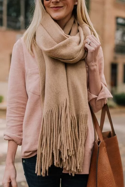 Brushed Long Fringed Scarf