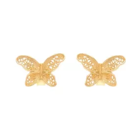 Butterfly Filigree Gold Plated Sterling Silver Post Earrings