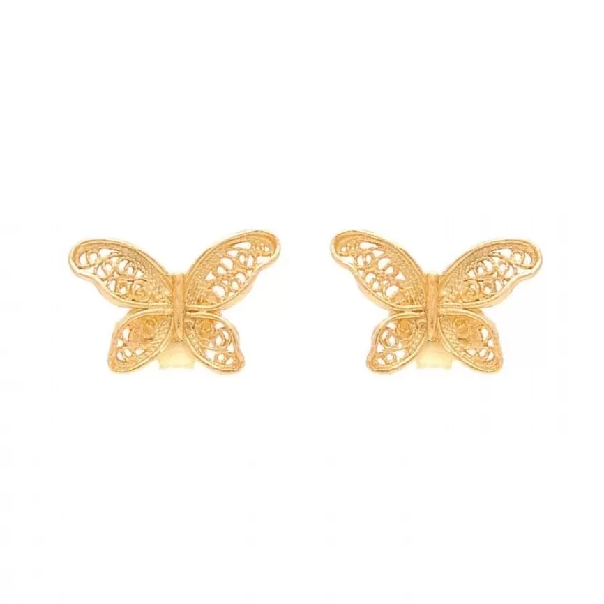 Butterfly Filigree Gold Plated Sterling Silver Post Earrings