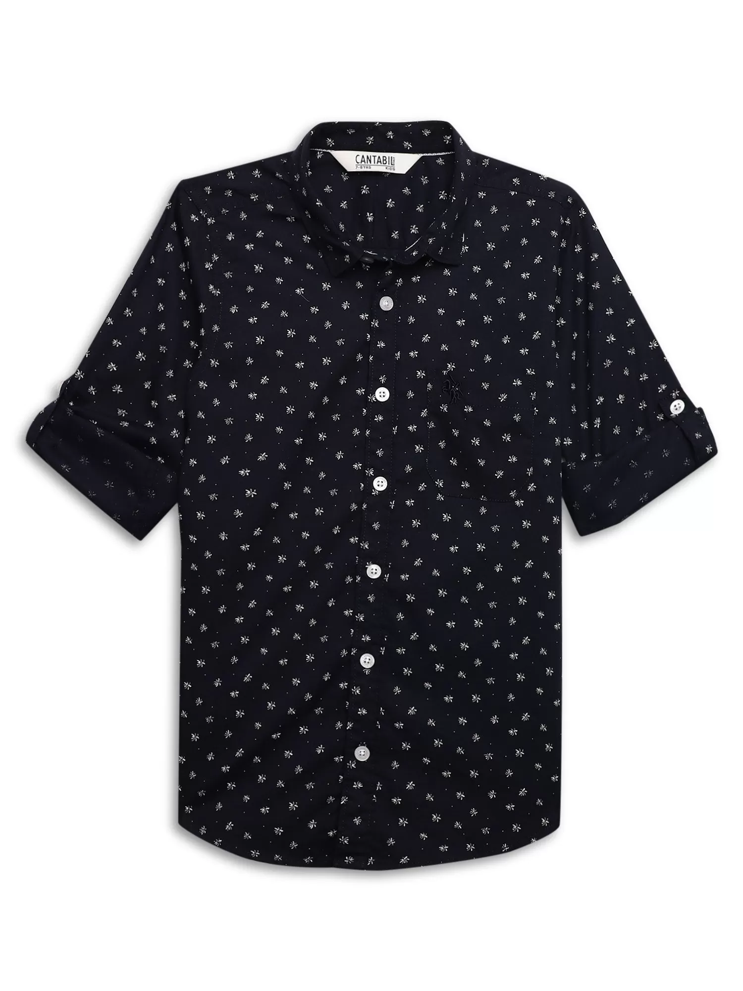 Cantabil Boys Navy Blue Floral Printed Full Sleeves Casual Shirt