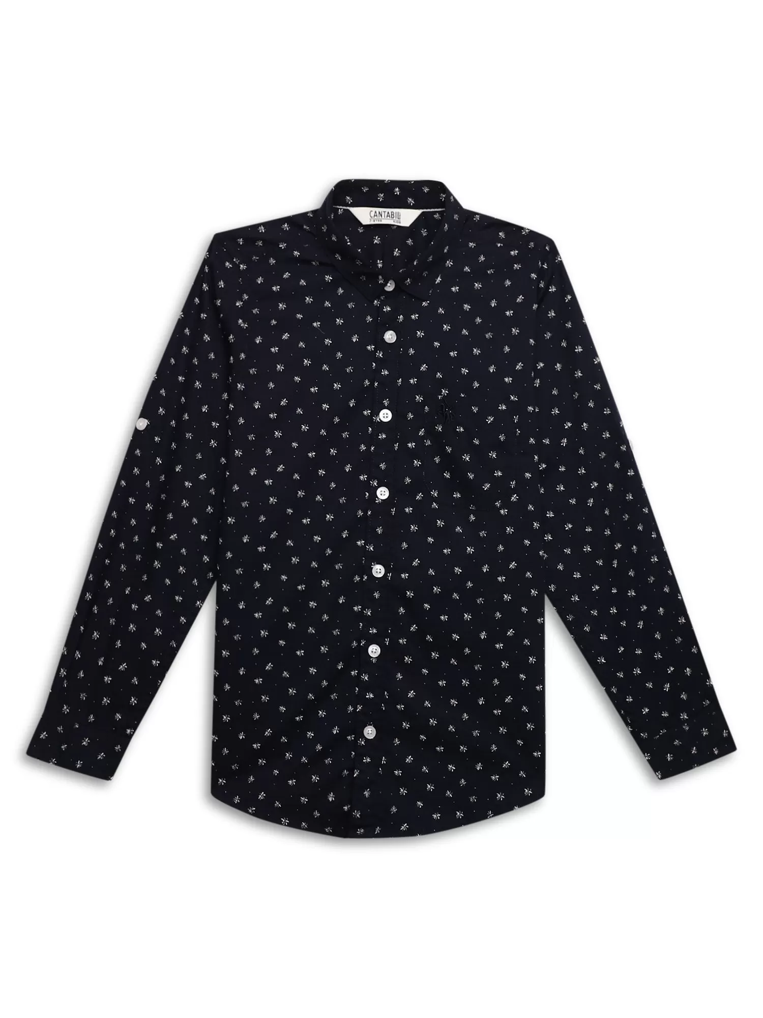 Cantabil Boys Navy Blue Floral Printed Full Sleeves Casual Shirt