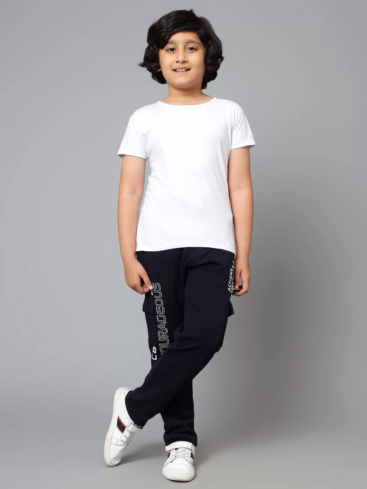 Cantabil Boy's Navy Blue Printed Full Length Track Pant