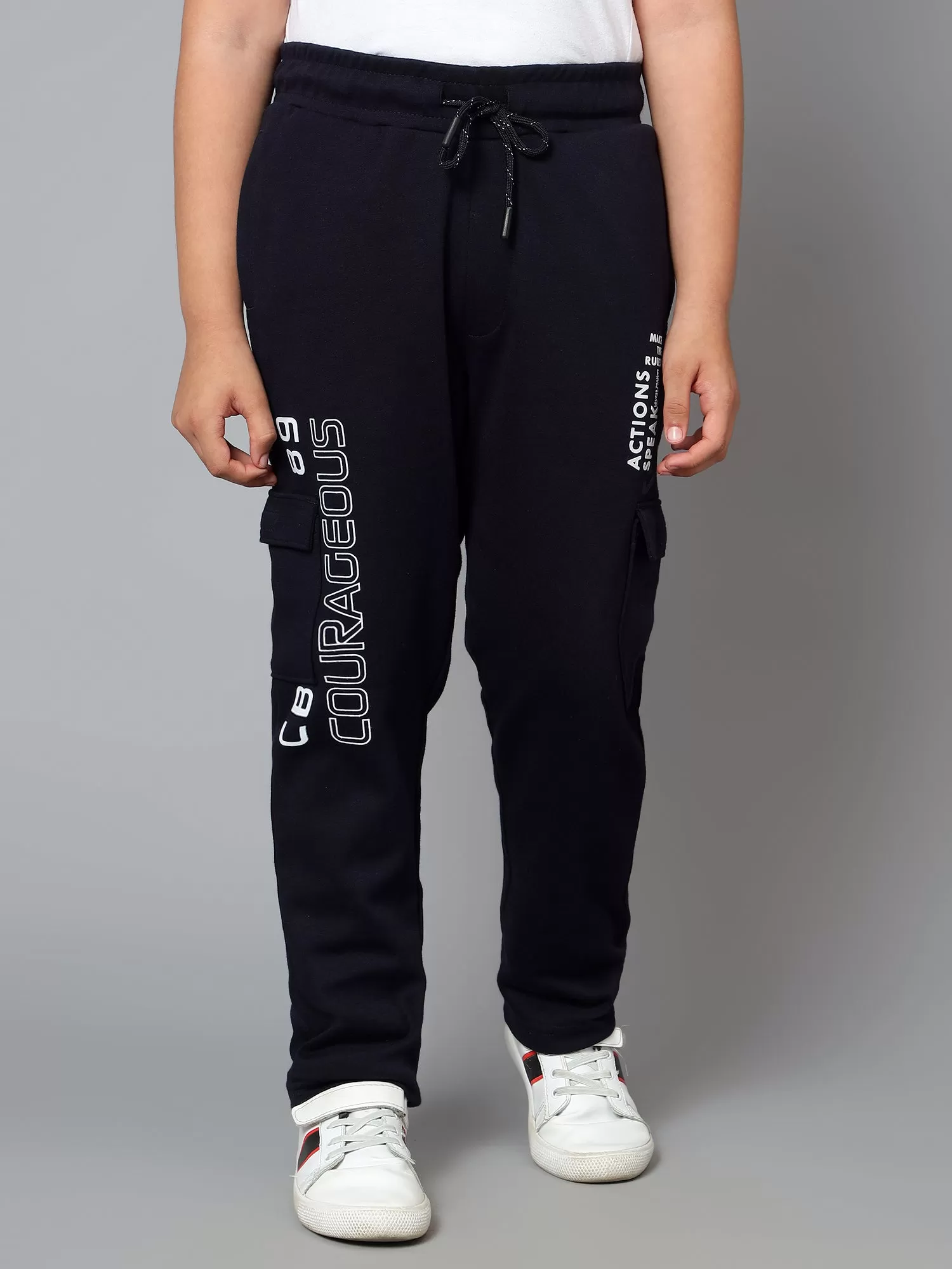 Cantabil Boy's Navy Blue Printed Full Length Track Pant