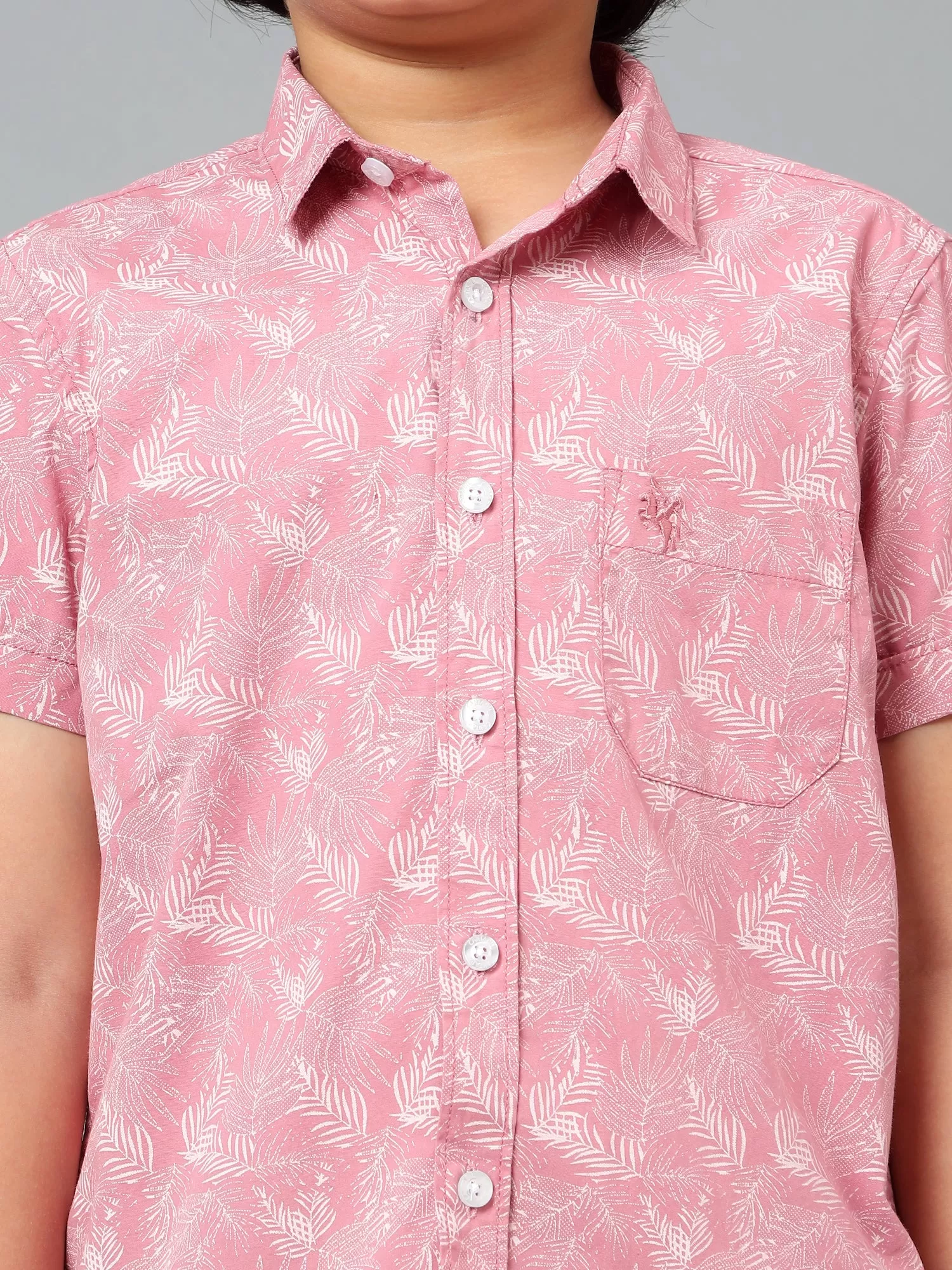 Cantabil Boy's Pink Printed Spread Collar Half Sleeve Shirt