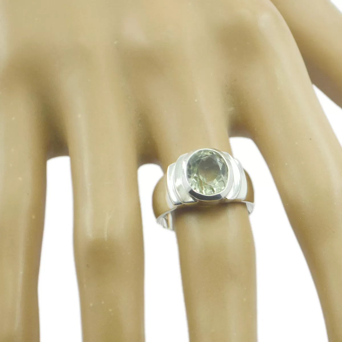 Charming Gem Green Amethyst 925 Sterling Silver Ring Good Selling Shops