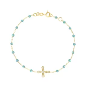 Classic Cross Vintage Diamond Aqua bracelet, Yellow Gold, 6.7"