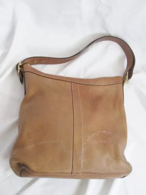 COACH 9325 Signature LEATHER hobo shoulder bag sling COGNAC BROWN