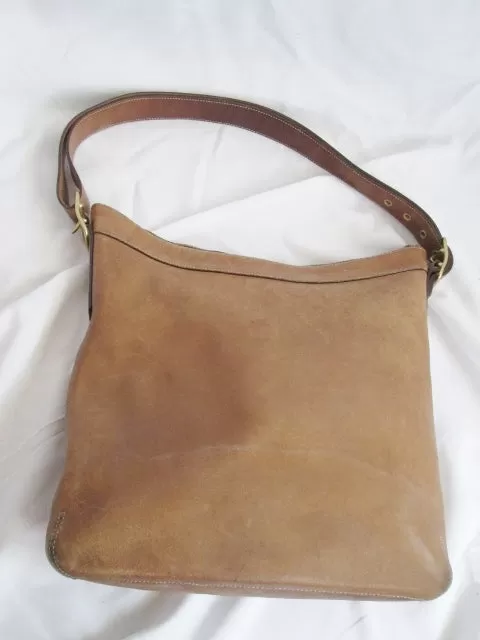 COACH 9325 Signature LEATHER hobo shoulder bag sling COGNAC BROWN