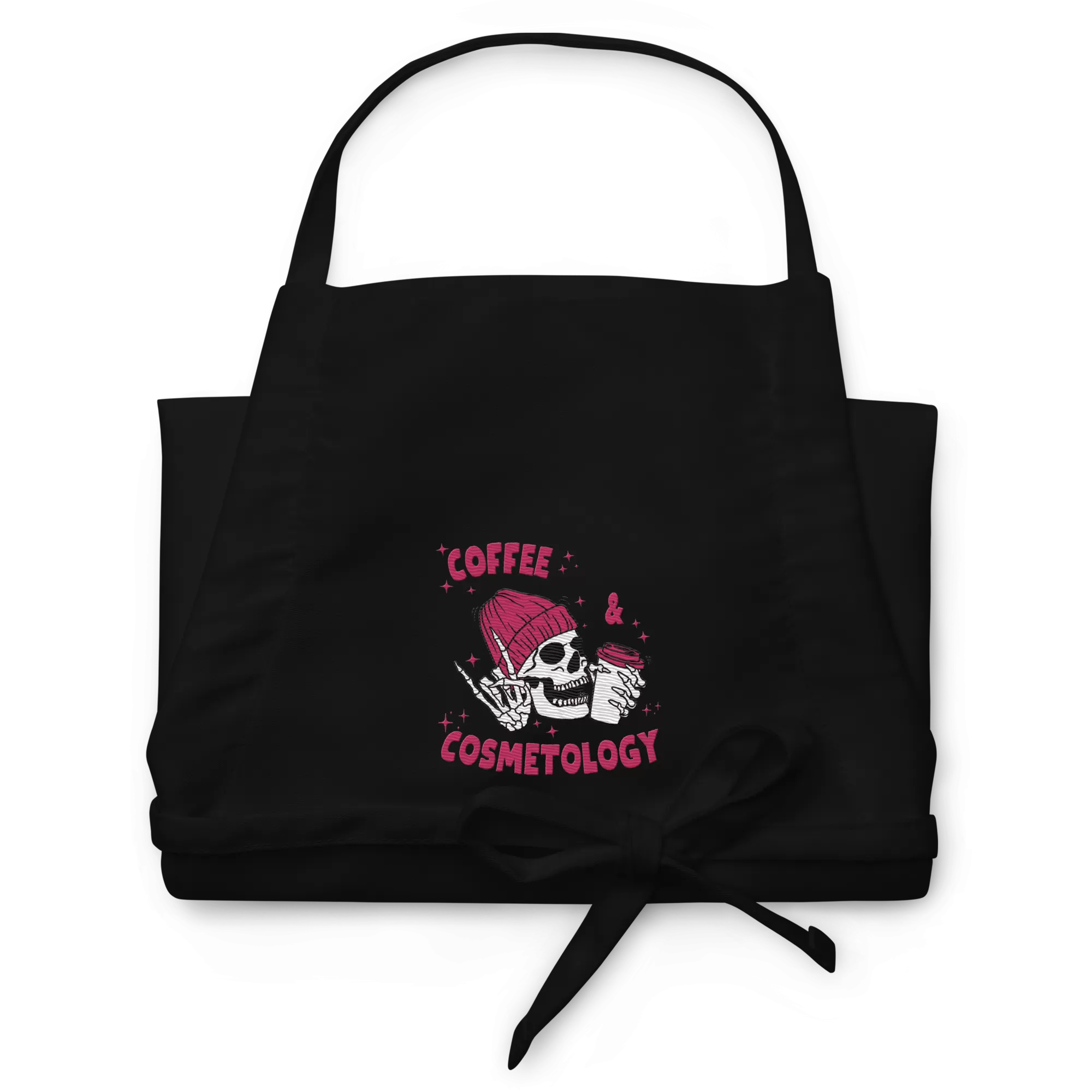 Coffee & Cosmetology Skeleton Embroidered Stylist Apron