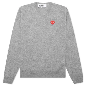 Comme des Garcons PLAY x the Artist Invader V-Neck Pullover - Top Grey