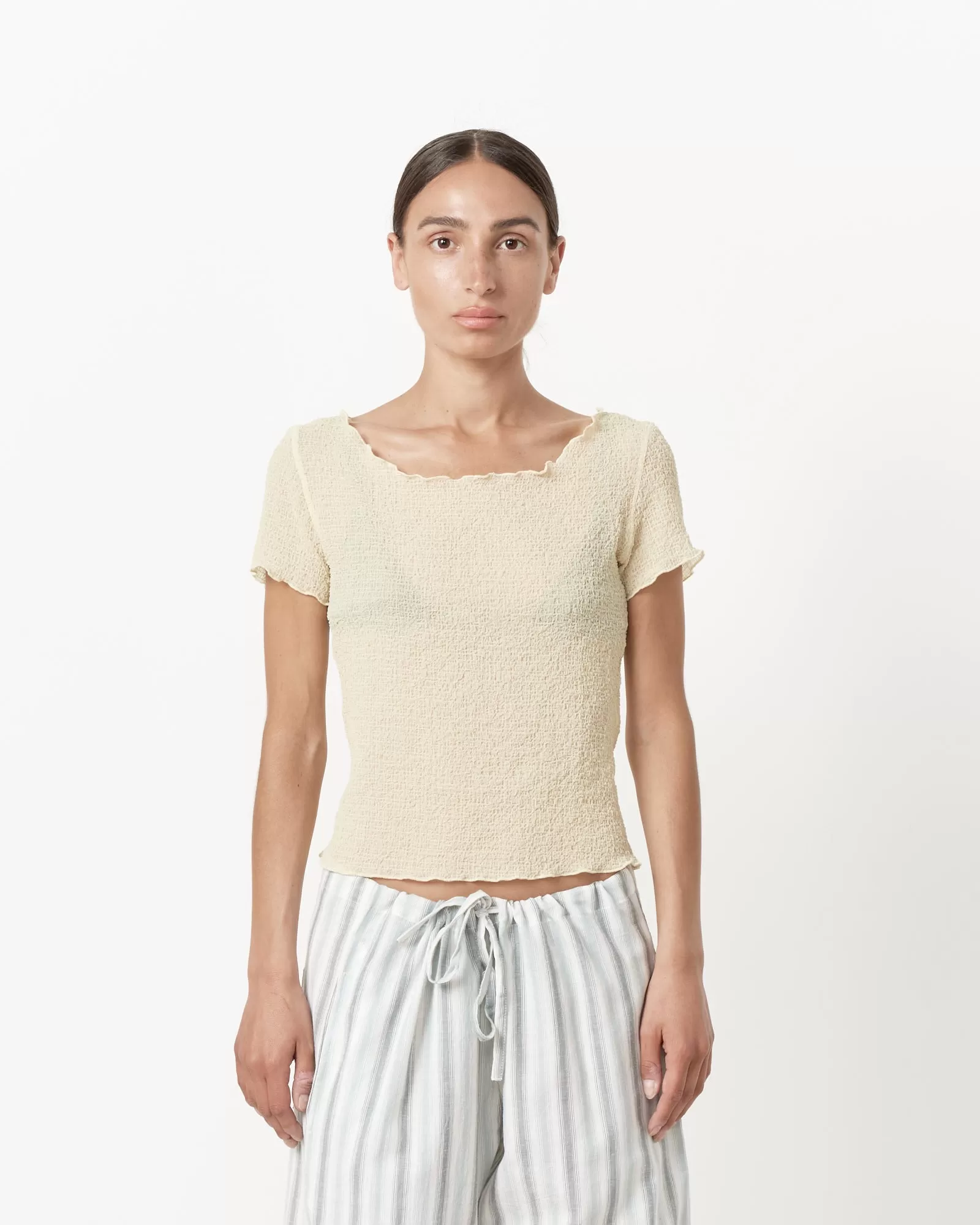 Crinkle Fresa Tee in Dune