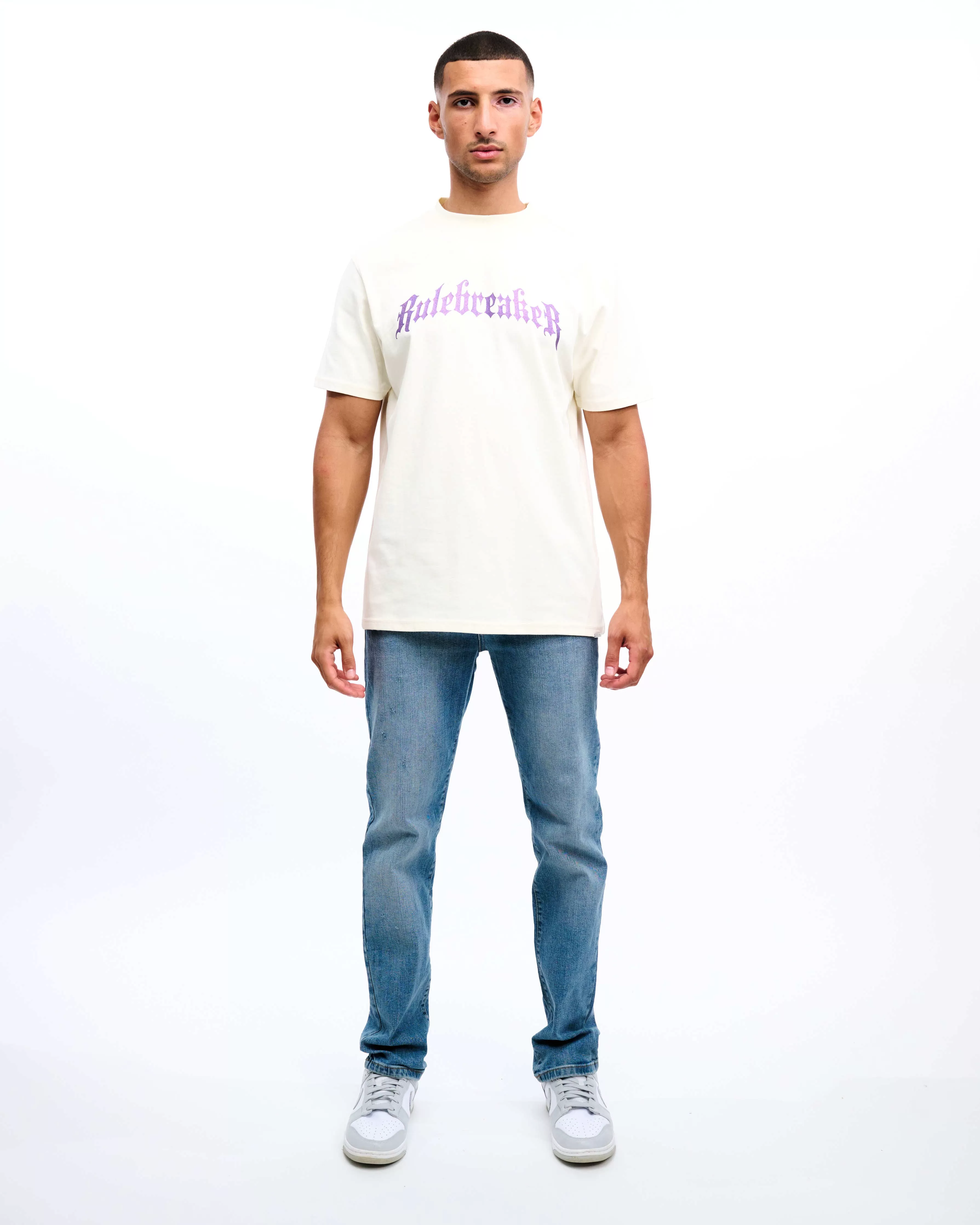 CROYEZ RULEBREAKER T-SHIRT - VINTAGE WHITE/PURPLE